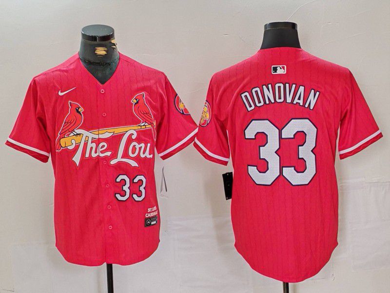 Men St.Louis Cardinals #33 Donovan Red City Edition 2024 Nike MLB Jersey style 1->new york knicks->NBA Jersey